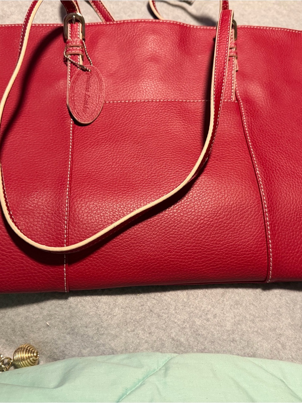Tannery West Red Leather Tote with Contrast Stitching - Picture 4 of 6